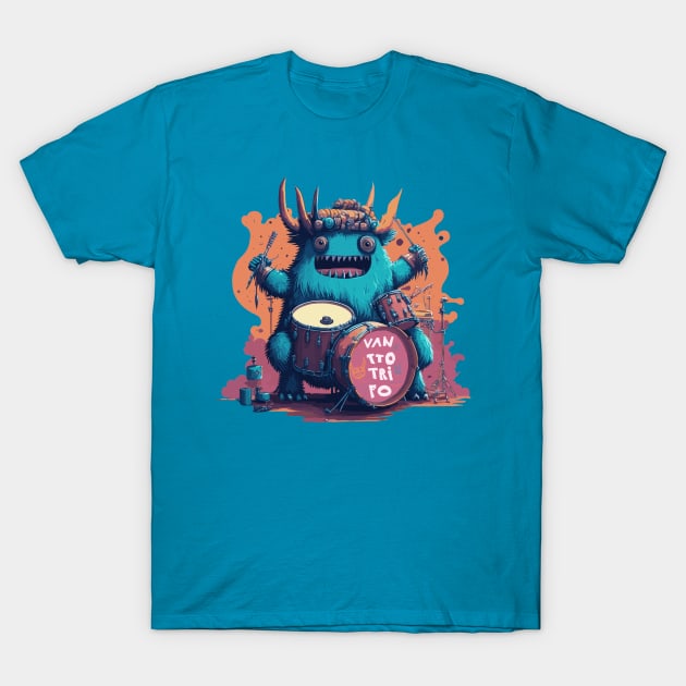 Monster Playing Drum T-Shirt by Poge